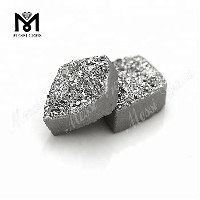 Topkvalitet Natural Druzy Agate Silver Druzy Cabochon