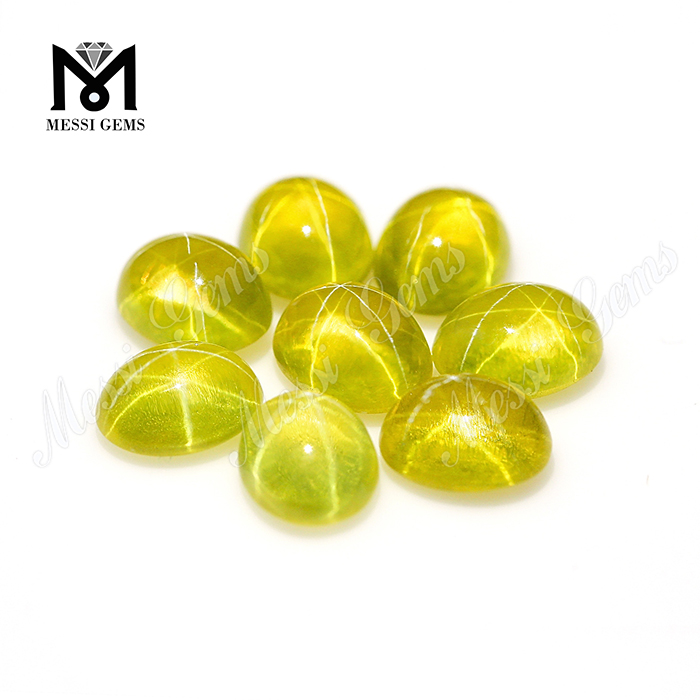 Synthetic Sapphire Oval Shape Cabochon Yellow Star Sapphire Price