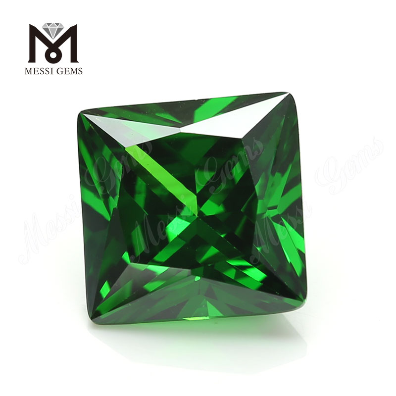 Factory price machine cut synthetic green square loose cubic zirconia cz stone