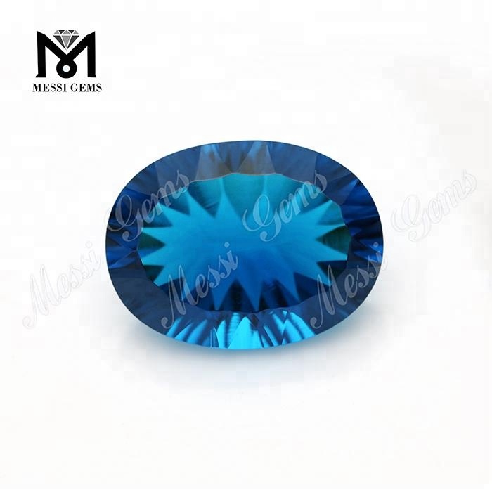 Wholesale 15x20 Synthetic Concave Cut Blue Glass Gemstone