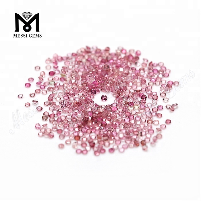 Loose Round Shape 1.4mm Natural Pink Chalcedony Tourmaline Gemstones