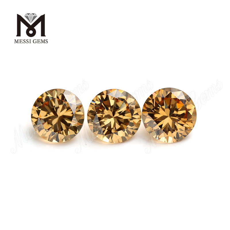 Round Brilliant Cut champagne Colored Synthetic Moissanite vv2 gemstone