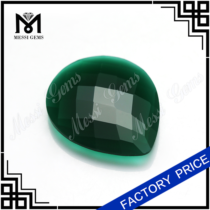 Natural Jade Stone Wholesale Pear Faceted Green Jade For Ring Jewelry