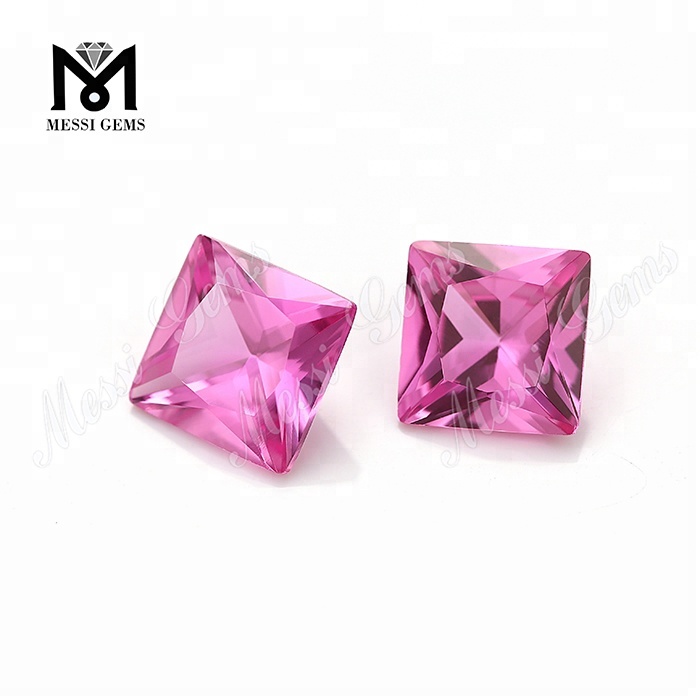 #2 synthetic pink corundum stones ruby princess cut for jewelry setting