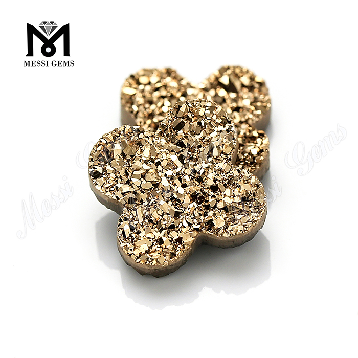 Flower Shape Rose Gold Druzy Stones for Jewelry Making, Druzy Agate Stone