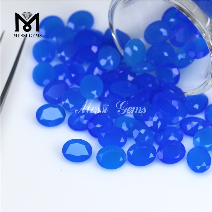 Hot Sale Fashion Gemstone Oval Agate Beads 8x10 Loose Blue Agate Stone