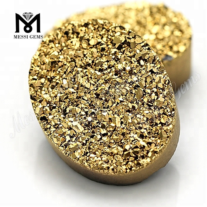 Oval Natural Druzy Cabochon Stone Wholesale 24K Gold Druzy