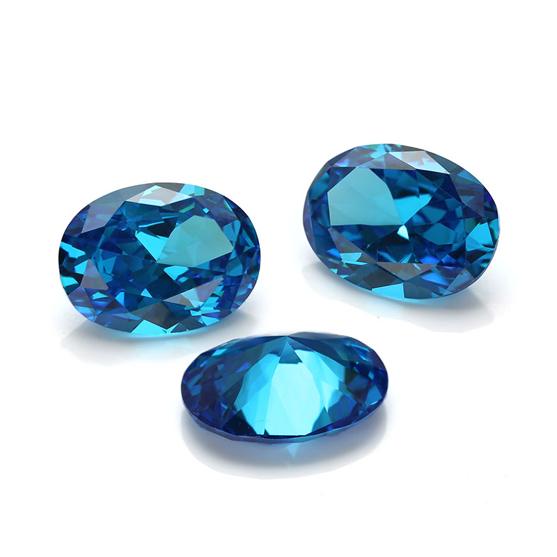 Rough Cubic Zirconia Stones Loose Price Oval 13X18mm Aqua Blue