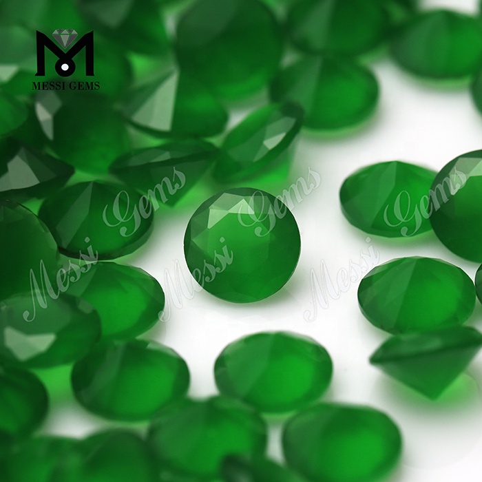 Wholesale Machine Cut Round 7.0mm Emerald Green Loose Gemstone Bead for Jewelry