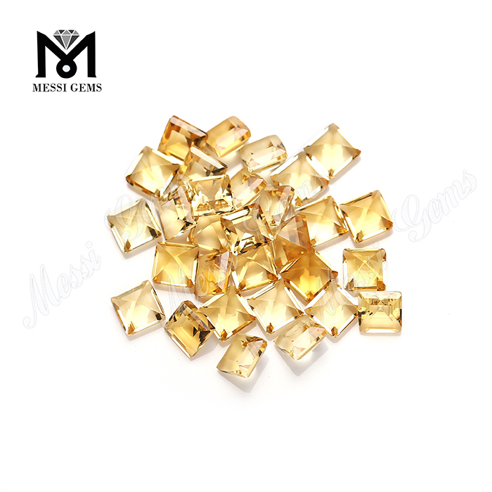 5x5mm square shape citrine natural quartz loose stones from stock