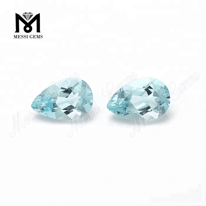 Wuzhou factory loose gemstones 8*12mm pear aquamarine stone price