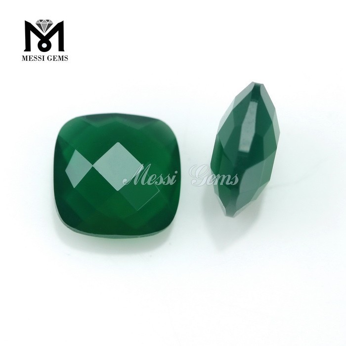 Faceted Loose Stone Cushion 10 x 10mm Emerald Agate Gem