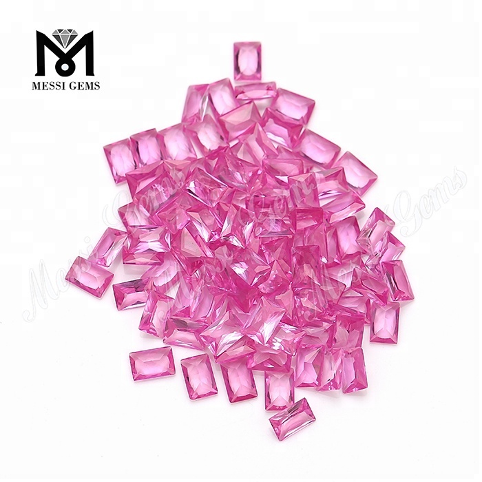 Wholesale Rectangle 4x6MM 2# Pink Ruby Stone Synthetic Corundum Price