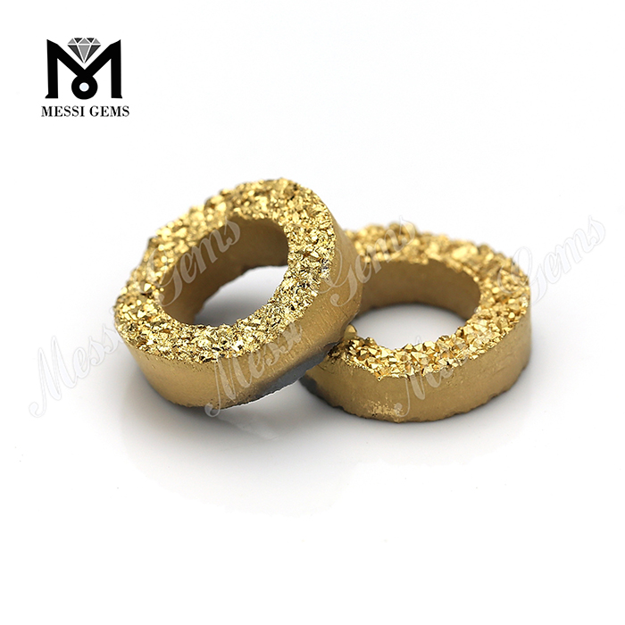 Wuzhou Factory Tire Shape 24K Gold Color Natural Druzy Stone