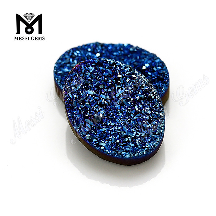 Agate Druzy Cabochon Plating Druzy Agate Oval Shape Druzy Agate Beads