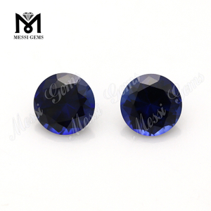 Wuzhou Stock Factory Round 7mm Synthetic 34# Blue Corundum Gemstone