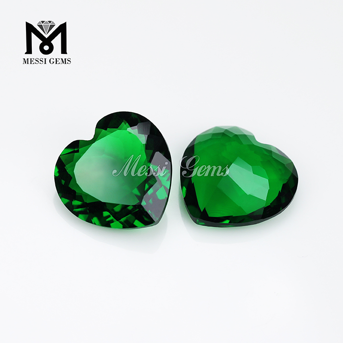 wholesale heart faceted stone emerald green glass