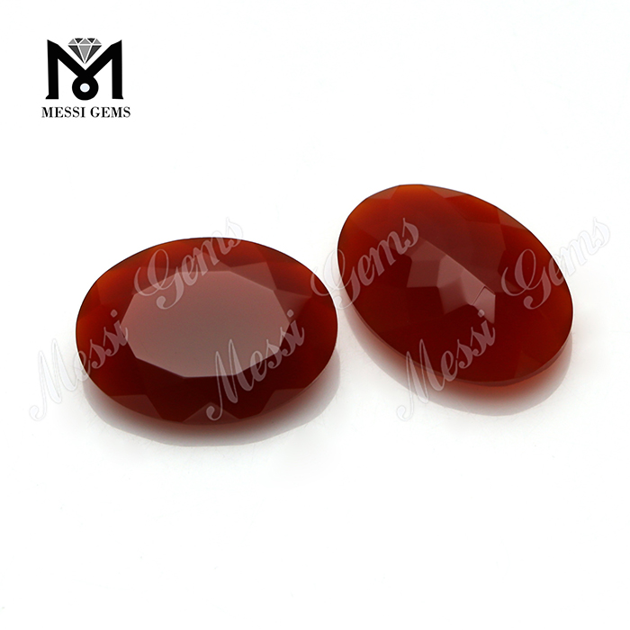 faceted oval cut natural red agate size 13*18mm