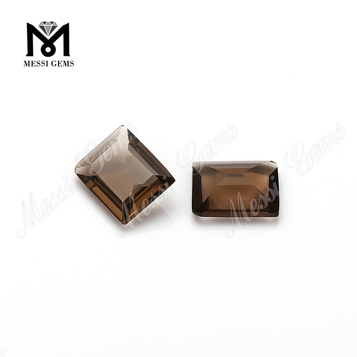 Chinese 10x12mm baguette cut natural smoky quartz loose gemstone
