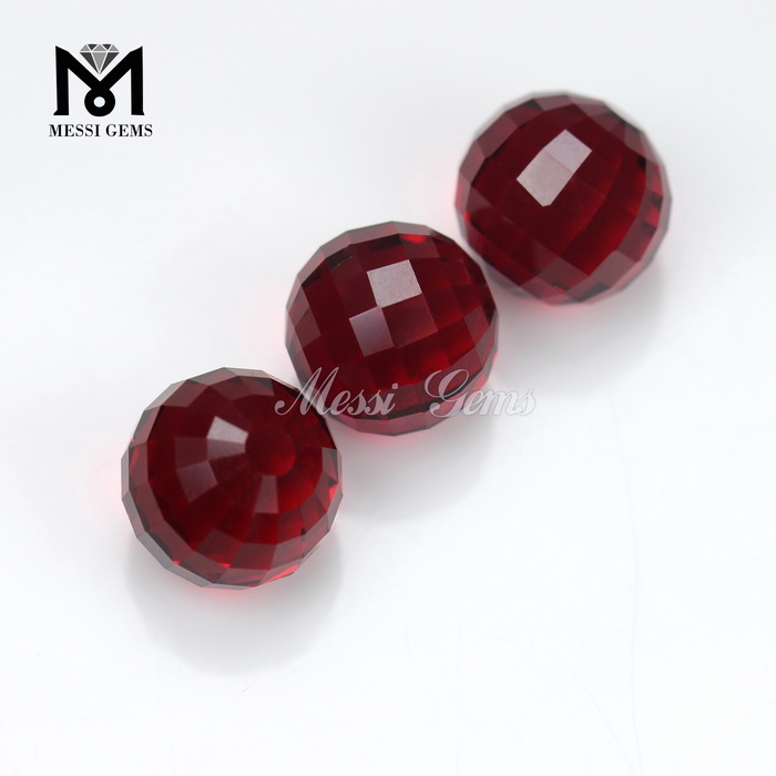 Wholesale Price Ruby Round Ball 12.0mm Faceted Glass Gems
