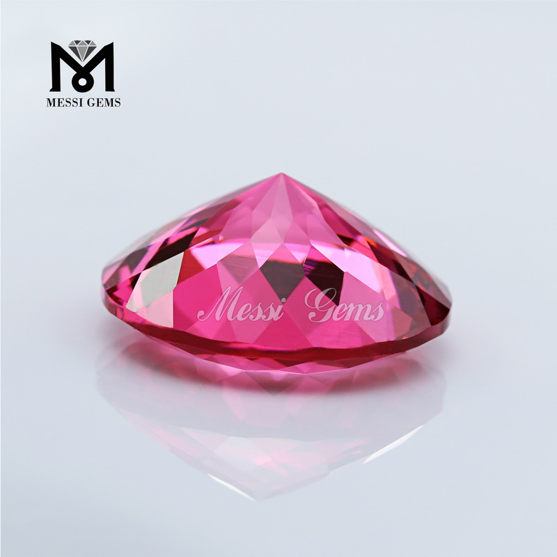Factory Price Diamond Cut 8.0mm Rubellite Crystal Glass Gemstone