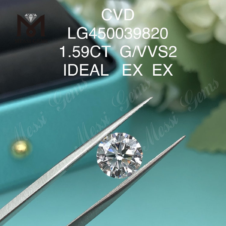 1.59 carat G VVS2 Round lab diamonds CVD