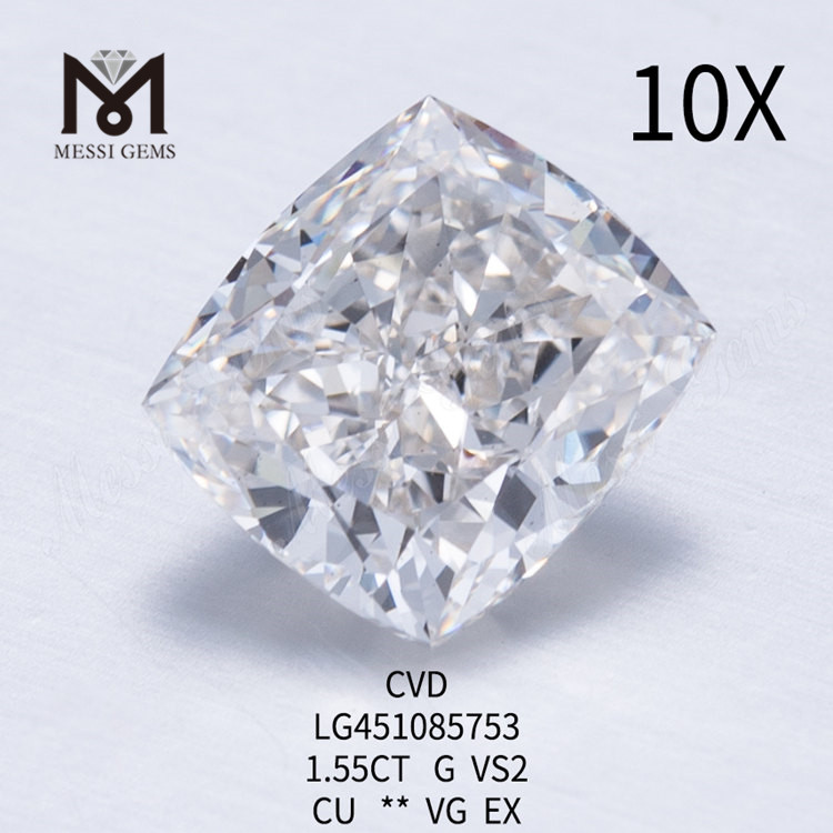 1,55 carat g vs2 cvd taille coussin diamant cultiv&eacute; en laboratoire prix d'usine