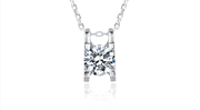 Wuzhou Factory 6.5mm Colorless Moissanite Pendant Necklace in 925 silver 