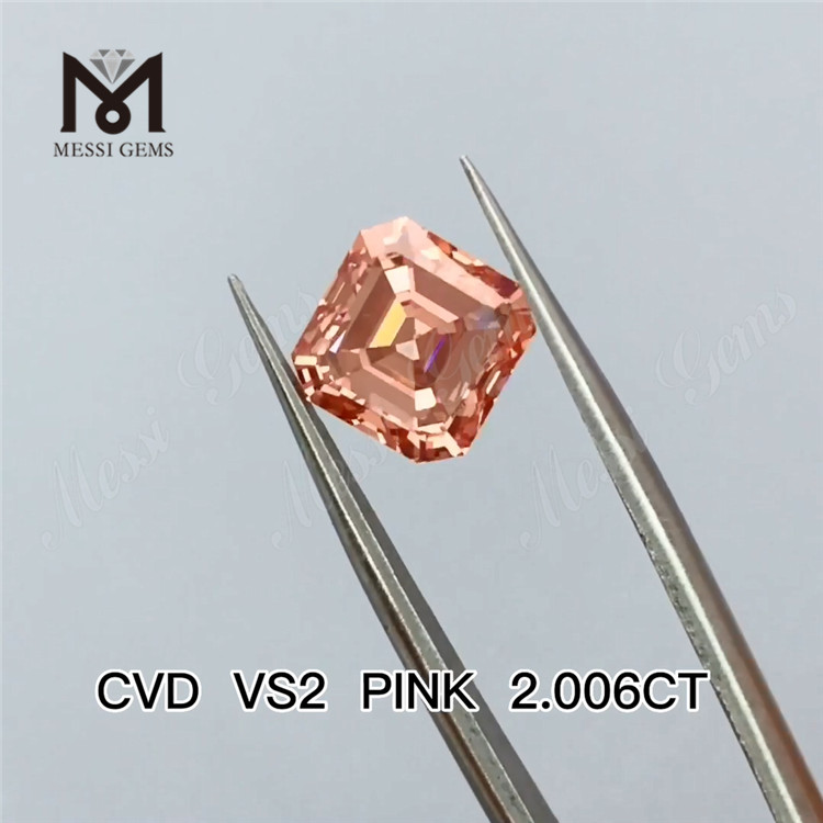 2.006ct pink Asscher Cut lab grown diamonds wholesale price Pink lab diamond cheap