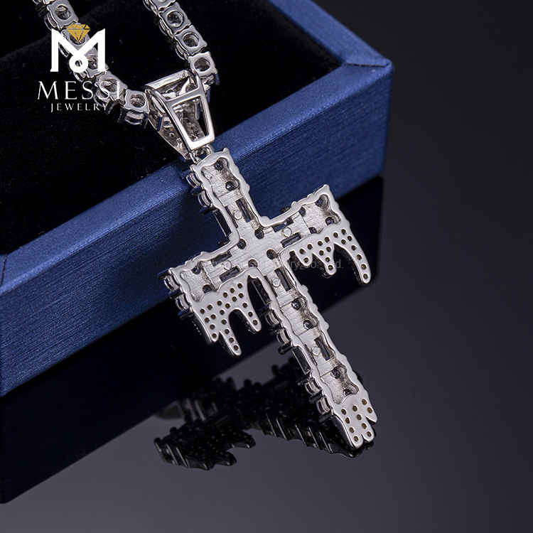 2022 factory sterling silver /copper brass high quality cross unisex hip-hop necklace