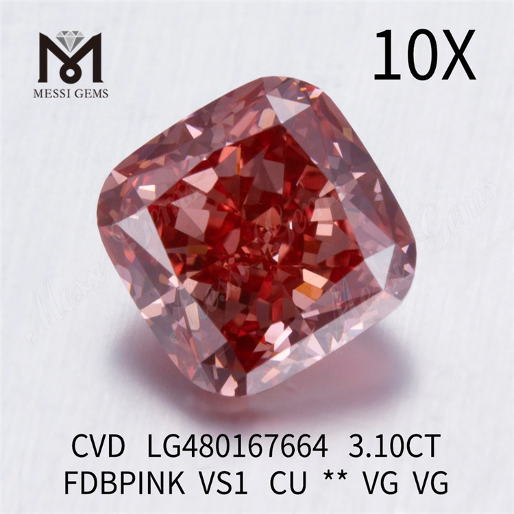 3.10CT FANTAISIE ROSE BRUN&Acirc;TRE FONC&Eacute; VS1 CU VG VG diamant de laboratoire CVD LG480167664 