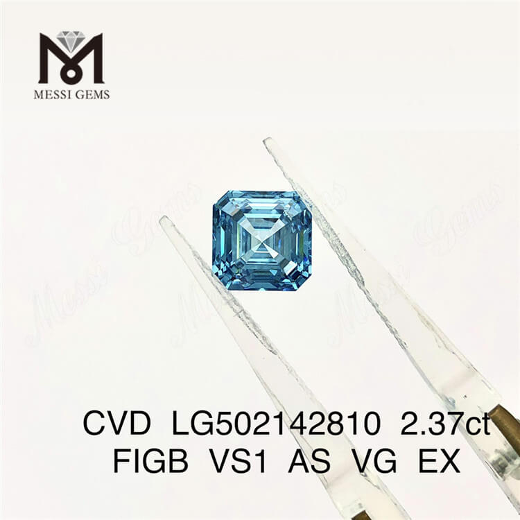 2.37ct Blue Asscher Cut VS Lab Diamonds 7.10X7.03X4.89MM