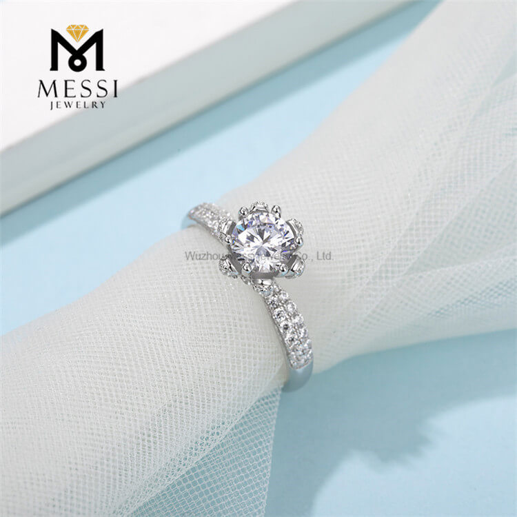 14k Gold Plating Woman Jewelry Gift 1ct Moissanite Diamond Silver Ring