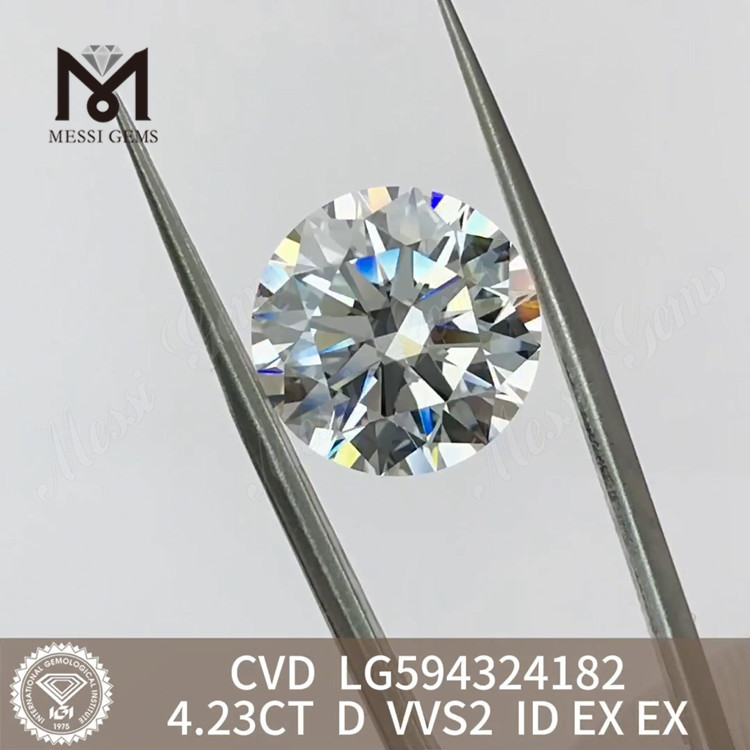 4.23CT D VVS2 ID EX EX ラウンド CCVD ラボ グロウン ダイヤモンド 手頃な価格 LG594324182丨Messigems