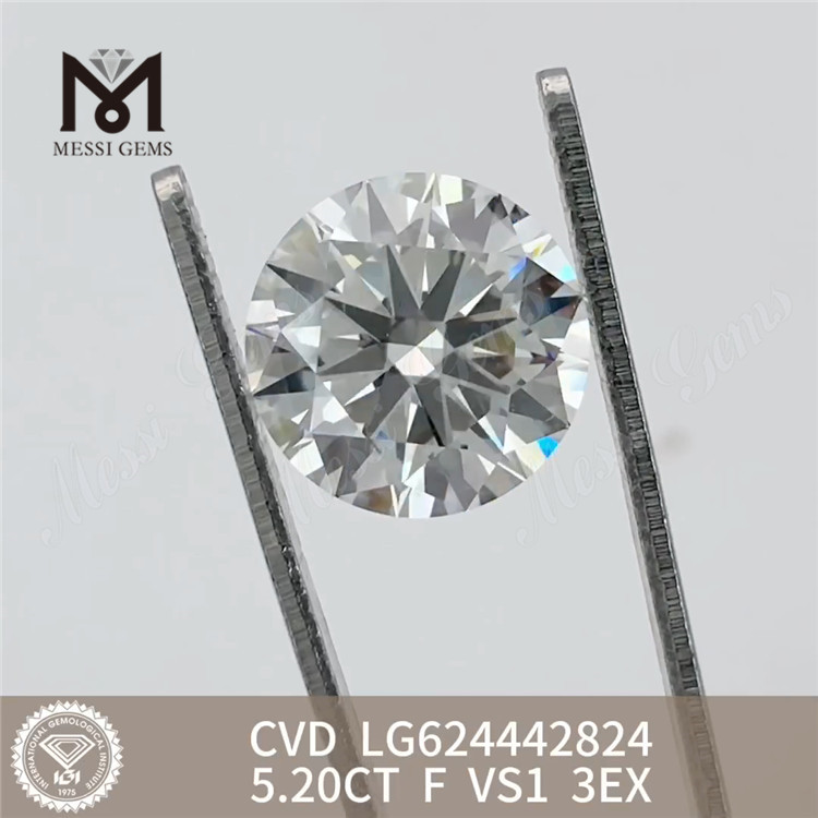 5.20CT F VS1 3EX Diamants fabriqu&eacute;s en laboratoire CVD LG624442824丨Messigems