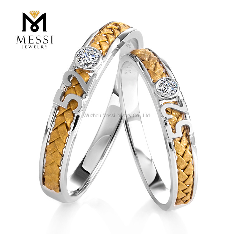 Custom real diamond jewelry 18k gold wedding band lovers rings