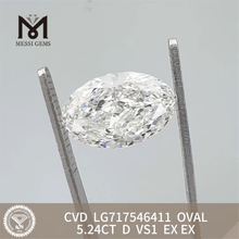 Laboratoires de diamant ovale 5.24CT D VS1 EX EX CVD LG717546411 