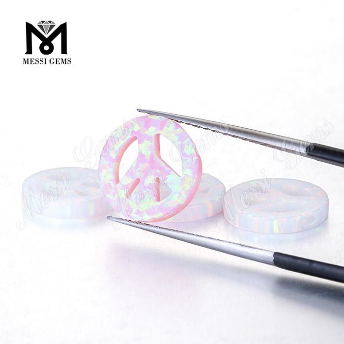 peace shape gemstones shape pink color cabochon synthetic opal stones 