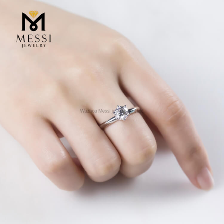 1ct Moissanite Ring White Gold Plating Cheap Fake Diamond Ring 925 Sterling Silver Ring