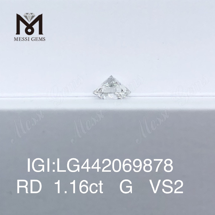 1.16 carat G VS2 Round IDEAL 2EX lab made diamond