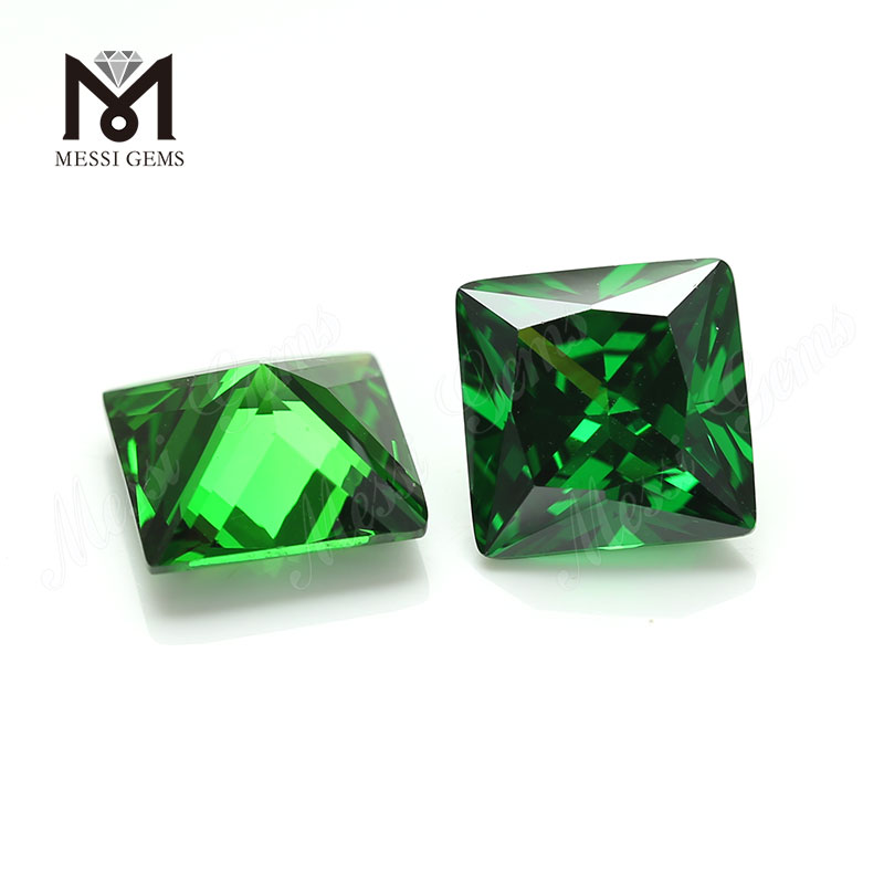  High quality color zircon square shape green CZ loose stones with low price