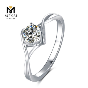 1 carat DEF moissanite gold plated 925 sterling silver ring for women