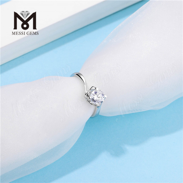 1ct Moissanite Solitaire Ring 14k Gold Plating Wedding Silver Ring