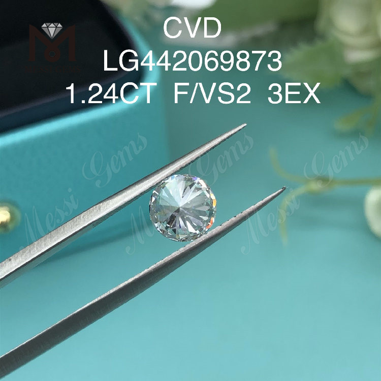 1.24 carat F VS2 EXCELLENT Round IDEAL lab made diamond