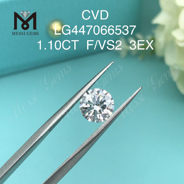 1.10 carat F VS2 Round BRILLIANT EX Cut HPHT lab diamonds