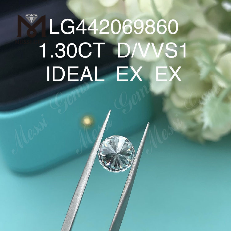 1.30 carat D VVS1 Round lab grown diamond IDEAL