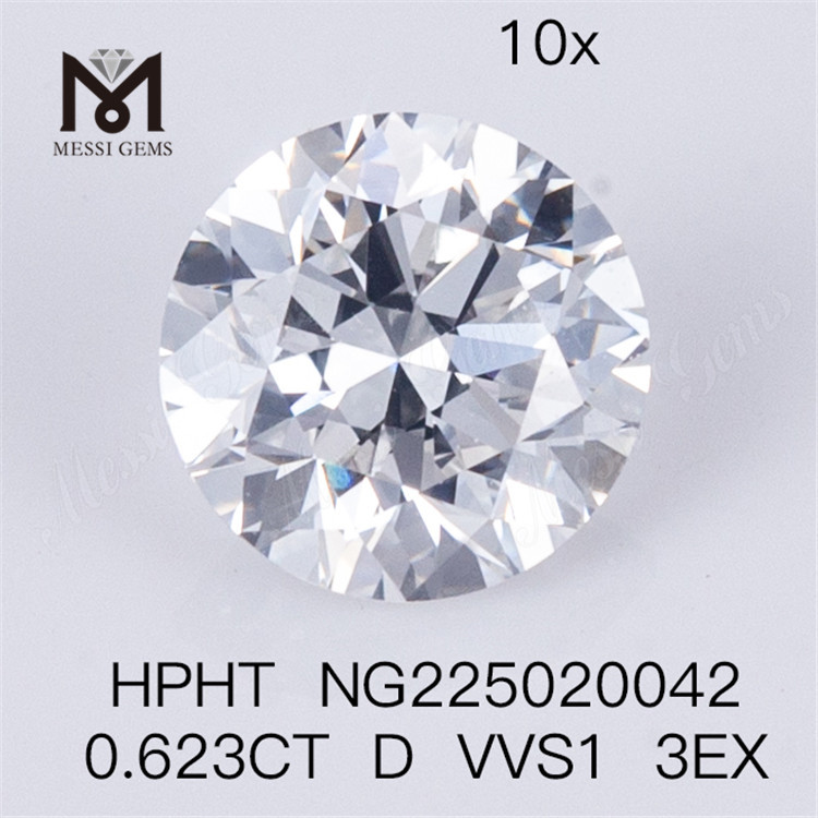 HPHT Round Shape Lab Diamond 0.623CT D VVS1 3EX Man Made Diamond