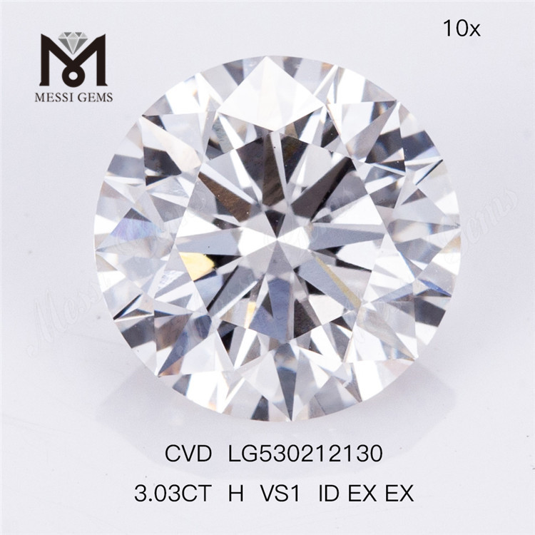 3.03ct H VS1 ID EX EX Round Shape Loose Lab-grown Diamond Factory Price 
