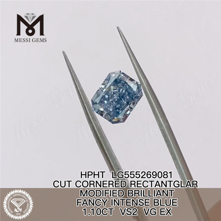 1.10CT HPHT RECTANTGLAR FANCY INTENSE BLUE VS2 VG EX lab grown diamond LG555269081