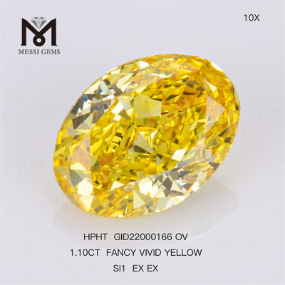1.10CT FANCY VIVID SI1 EX EX OV lab created yellow diamond HPHT GID22000166